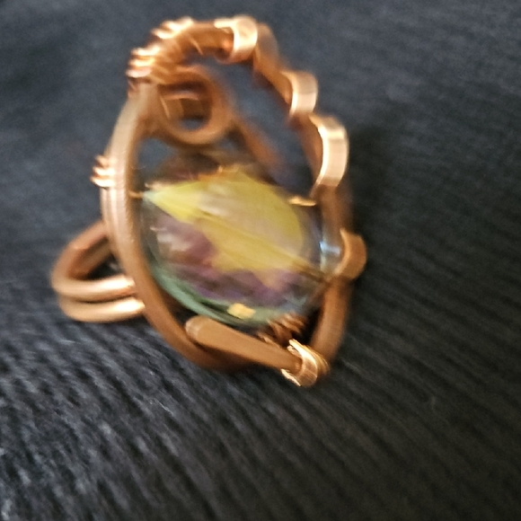 Bronze and Iridescent Purple Statement Ring, Sz 6.5 - Picture 5 of 9